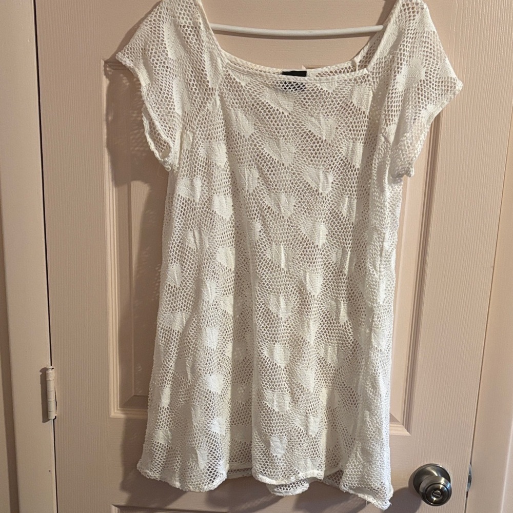 Dotti White crochet beach coverup